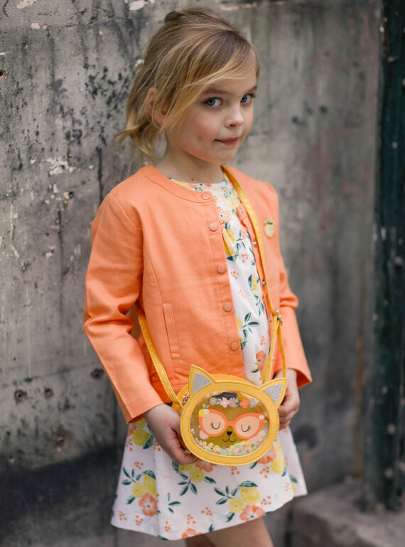 Sac bandoulière jaune tête de chat enfant fille ZITRONETTE / 21E4PFO1BESB104