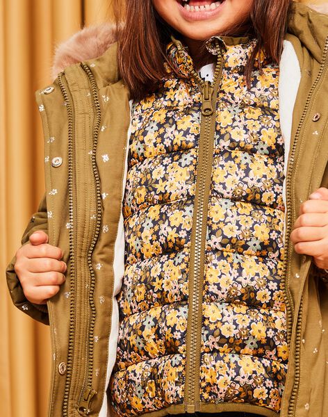 Manteau 3 en 1 kaki à fleurs dorés DRAKALETTE / 22H2PFM1PAR604