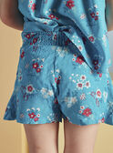 Short bleu turquoise imprimé fleuri enfant fille CAUSHOETTE 2 / 22E2PFT4SHO202
