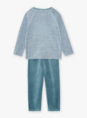 Ensemble pyjama bleu en velours à imprimé à rayures KUINOAGE / 24E5PG51PYJ001