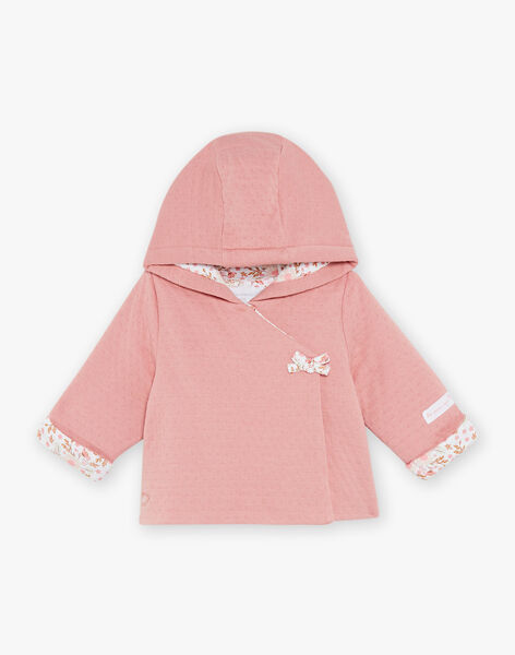 Veste à capuche en tubique rose clair FOUSIA / 23E0CF61VESD332