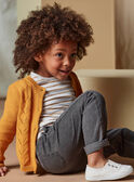 Jean denim gris paperbag et ceinture rayée enfant fille CLODETTE2 / 22E2PFF1JEAK004