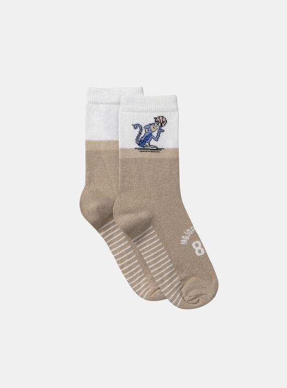 Chaussettes bicolore jacquard singe MEPIAGE / 25E4PG81SOQ080