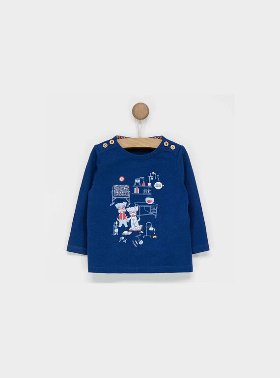 Tee shirt manches longues bleu marine PABAPTISTE / 18H1BG22TML715