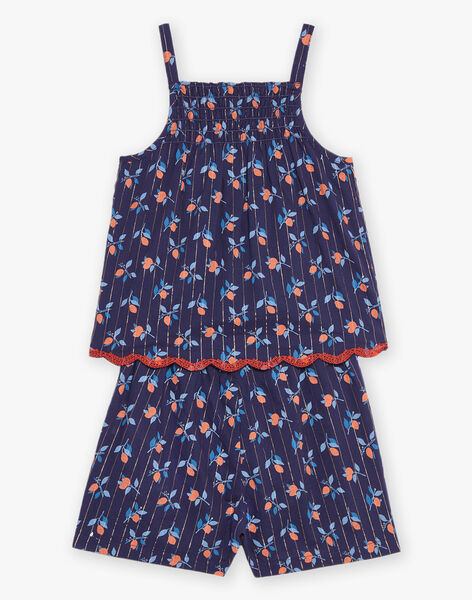 Combishort bleu marine à imprimé fleuri FLYCOBETTE / 23E2PFR1CBC070