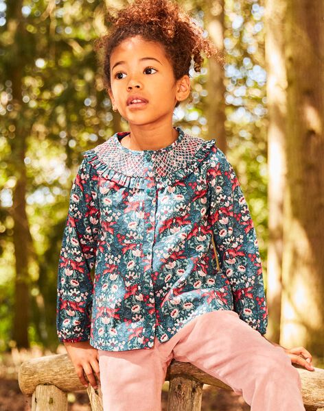 Blouse vert pin fleurie DUIBLETTE / 22H2PFZ1CHEG633