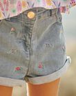 Short en jean bleu à motif fleurs FLESHOETTE / 23E2PFS1SHOP272