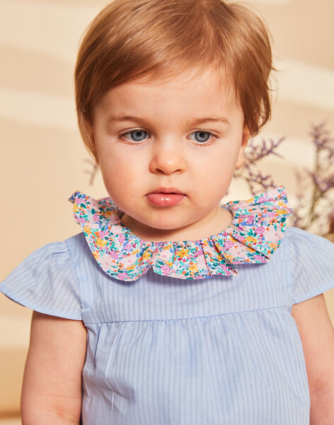 Blouse et bloomer ciel à imprimé fleuri et à rayures FASOLAL / 23E1BFS1ENS020