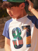 T-shirt blanc et bleu à manches courtes LADUAGE / 24H3PGI4TMC000