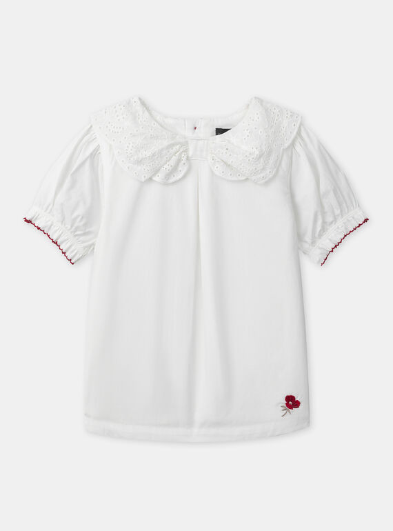 Blouse blanche à col noué et manches bouffantes Fille NENOUETTE / 25H2PFK1CHE001