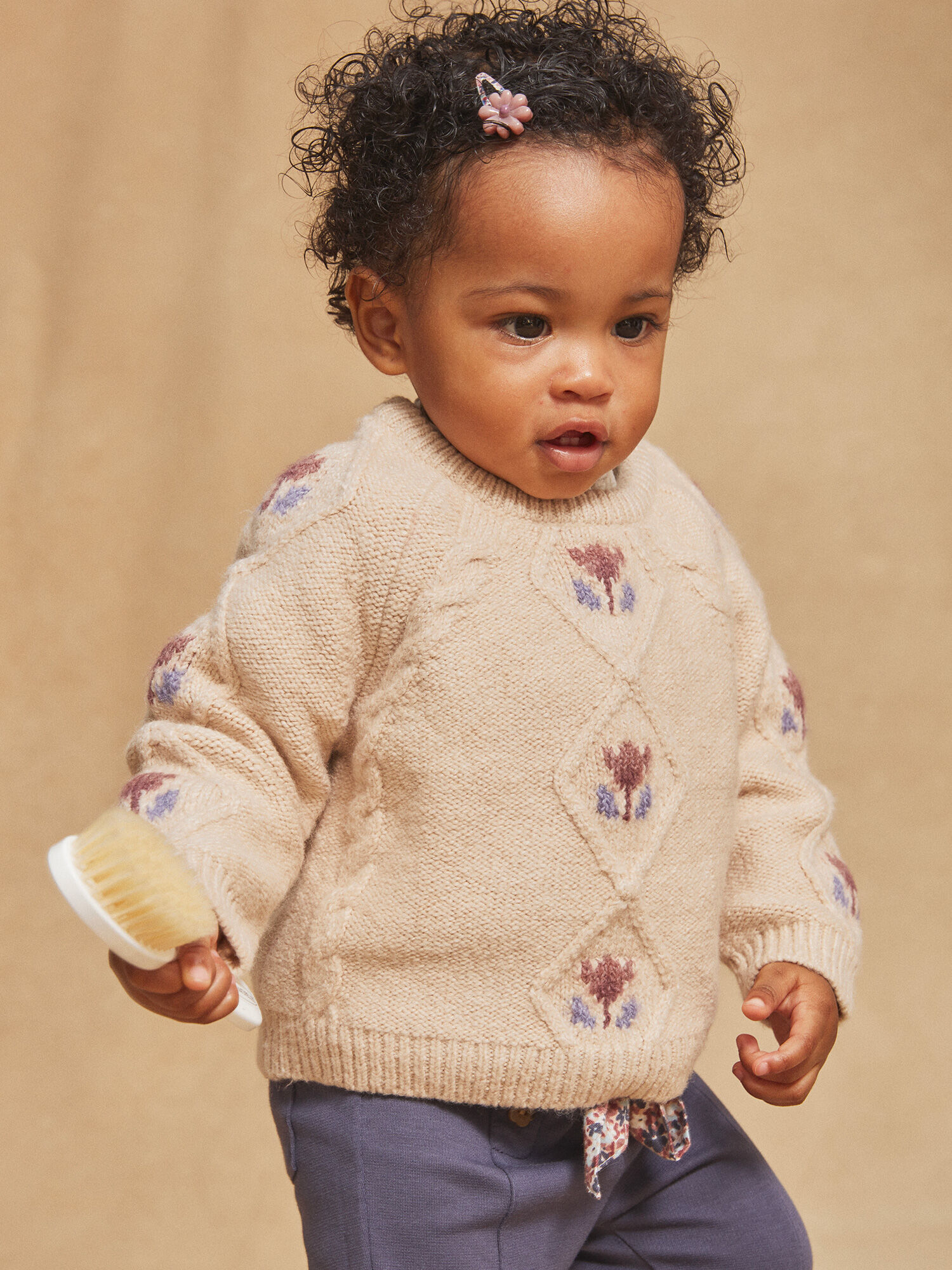 Pull beige torsades Fille Sergent Major