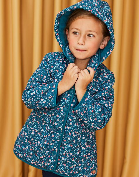 Veste matelassée à capuche bleu canard DRAMIETTE / 22H2PFG1VES714