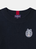 Pull bleu marine avec patch et manches longuesGarçon NOSSAGE / 25H3PGP1PUL705