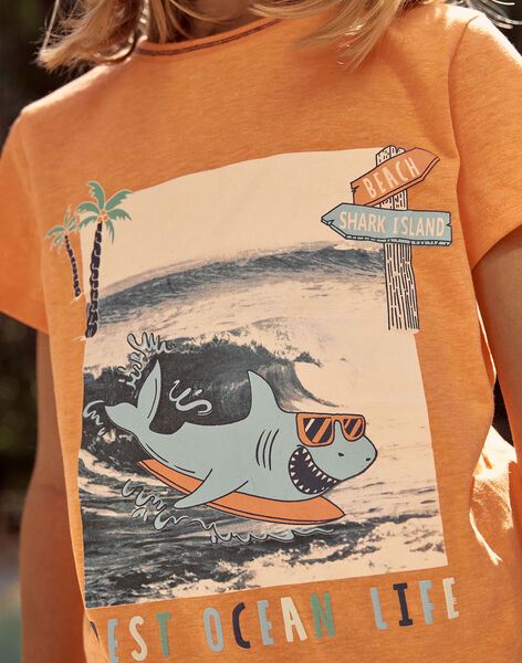T-shirt orange fluo à manches courtes FLYCOAGE / 23E3PGR1TMCE411
