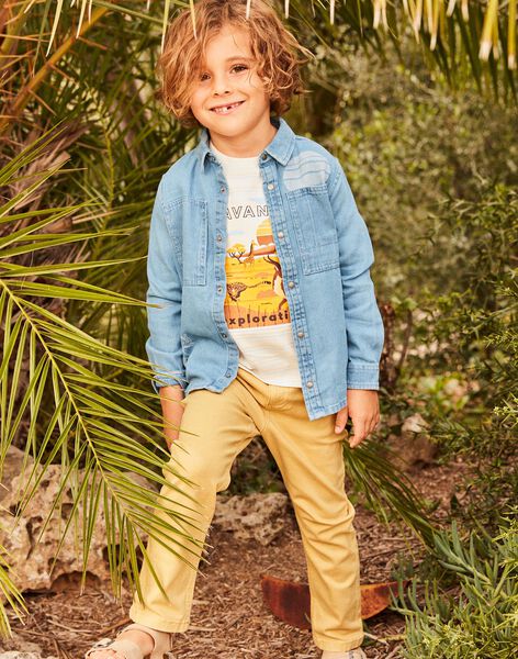 Chemise en jean bleu savane FALAVAGE / 23E3PG81CHMP272