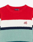 Pull à rayures rouge, vert, blanc et bleu marine FEPULAGE / 23E3PGB1PULG611