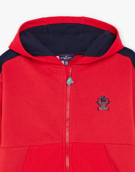 Sweat à capuche bicolore rouge et bleu marine FEGILAGE / 23E3PGB1GIL506