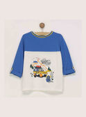 Tee shirt manches longues blanc et bleu RATOAGE / 19E3PG61TML001