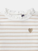 T-shirt blanc à rayures doré avec col et manches longues Fille NIXUBETTE 3 / 25H2PFH2TML001