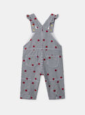 Salopette à rayures bleu marine et broderies pommes Bébé Fille NAGWENDOLINE / 25H1BFM1SAL001