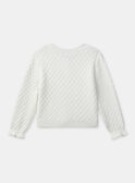 Cardigan en maille blanc avec poches avant brodées de fleurs Fille NIGIGIETTE / 25H2PFL2CAR001