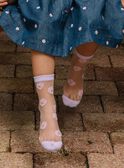 Chaussettes transparentes à fleurs mauves DASOETTE / 22H4PF51SOC961