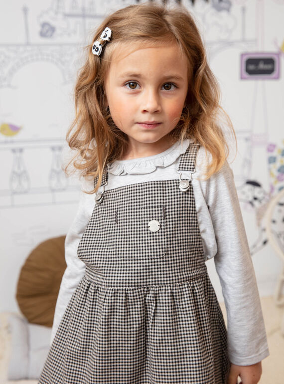 Robe salopette fluide vichy enfant fille BECHAETTE / 21H2PF21CHS090