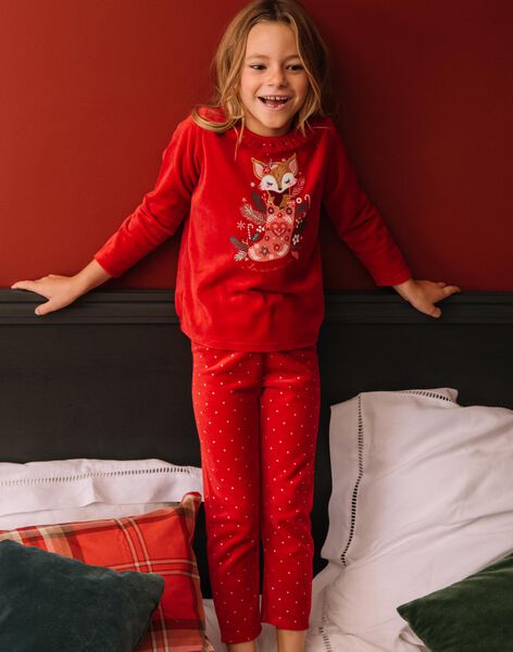 Pyjama de Noel en velours rouge thème Renard DOUNOETTE / 22H5PF72PYJ050