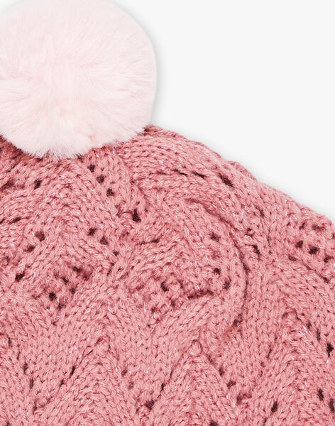 Bonnet vieux rose en tricot ajouré DRAJORETTE / 22H4PFM1BOND312