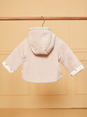 Veste de naissance à capuche beige en velours LOAC / 24H0CM11VES007