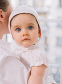 Robe et béguin de naissance blancs à imprimé fleurs FOLINA / 23E0CFT1ROB000
