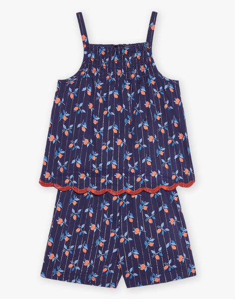Combishort bleu marine à imprimé fleuri FLYCOBETTE / 23E2PFR1CBC070