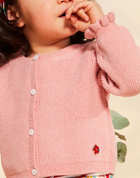 Gilet en tricot rose FADORIANE / 23E1BFB1CARD309