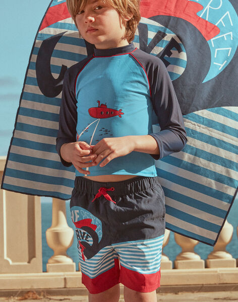 Bermuda de bain bleu marine à imprimé à rayures FRYSHORTAGE / 23E4PGM3MAI070