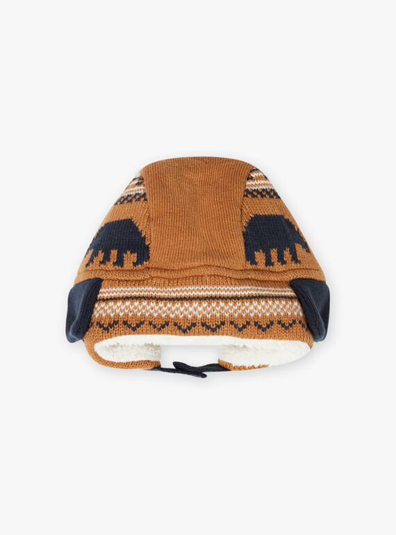 Chapka camel maille jacquard motifs ours enfant garçon BITETAGE / 21H4PGE3BON804