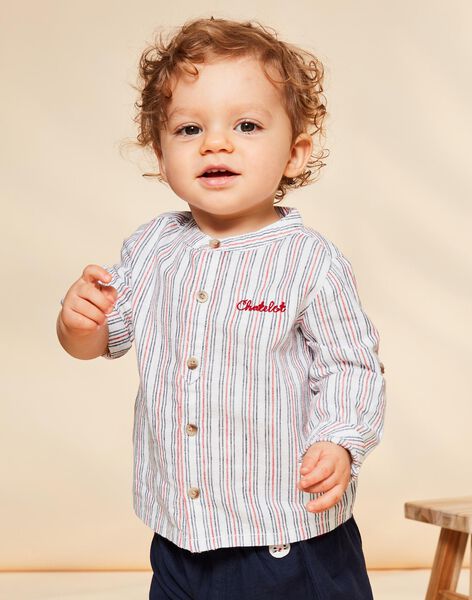 Chemise en lin écru à rayures FAKARL / 23E1BGC1CHM001