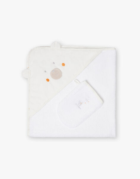 Pointe-éponge et gant écru motif chiot naissance fille BOELI / 21H0AM41POI001
