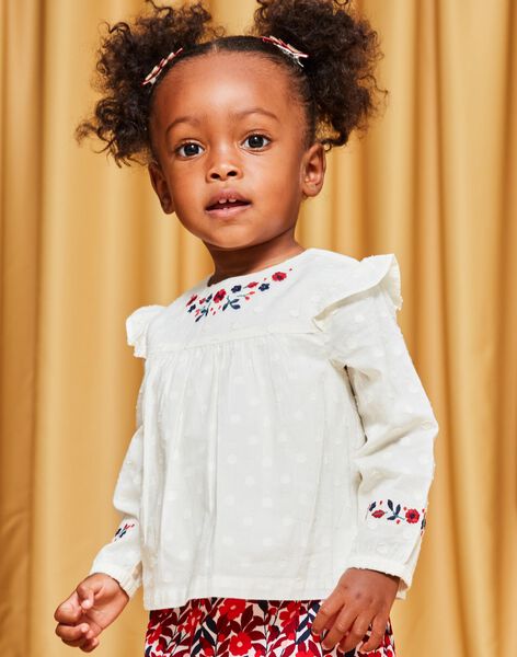 Blouse en voile de coton à broderies fleuries DAORELIA / 22H1BFX1CHE001