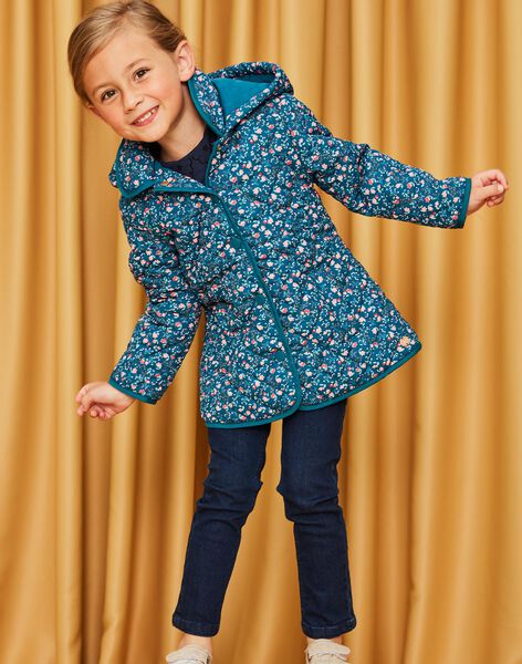 Veste matelassée à capuche bleu canard DRAMIETTE / 22H2PFG1VES714