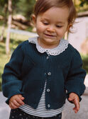 Cardigan vert émeraude en tricot fantaisie GACAMILLE / 23H1BF82CAR608