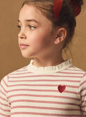 T-shirt blanc à rayures rouge avec col et manches longues Fille NIXUBETTE 2 / 25H2PFH3TML001