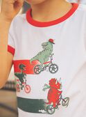 T-shirt blanc avec dinosaures sur des vélos FEMIAGE / 23E3PGB1TMC001
