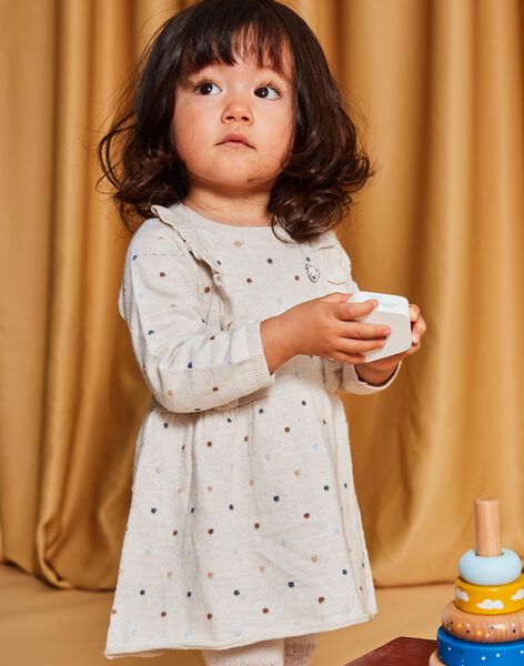 Robe en tricot à jacquard petits pois écru DAROXANE / 22H1BFY1ROB006
