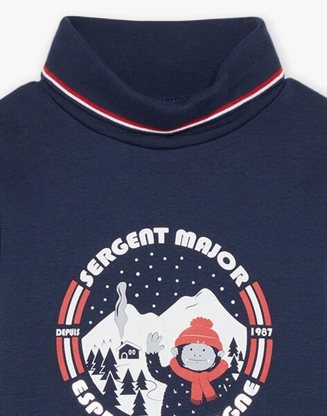 T-shirt à col roulé bleu marine Yéti DOULAGE / 22H3PGX1SPL070