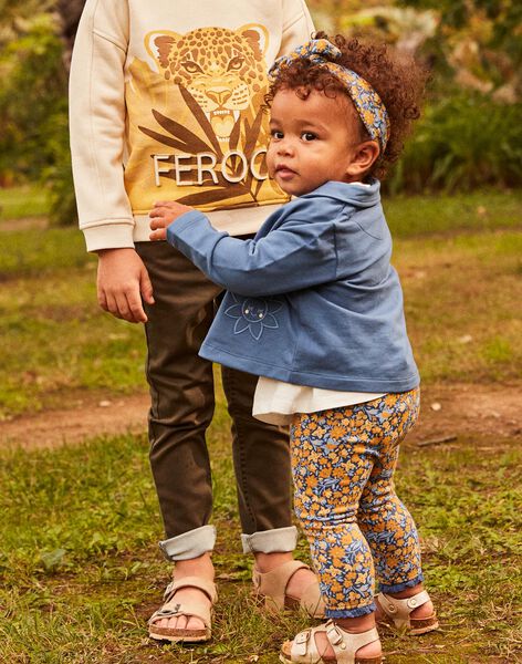 Cardigan bleu marine esprit veste à patchs fleurs FABARBARA / 23E1BF82CAR070