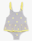 Maillot de bain 1 pièce bleu marine et jaune à imprimé à rayures et soleils FITINA / 23E4BFM2MAIA001