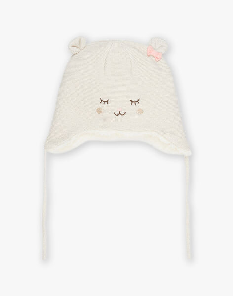 Bonnet beige à motif tête d'animal brodé DISARAH / 22H4BFN2BONA011