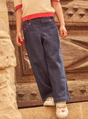 Jean wide leg bleu foncé à poches brodées floral Fille NEJINETTE / 25H2PFK1JEAP271