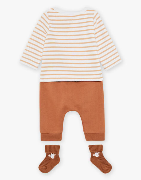 Ensemble haut écru, pantalon et chausettes caramel FORTUNATO / 23E0CM61ENS817