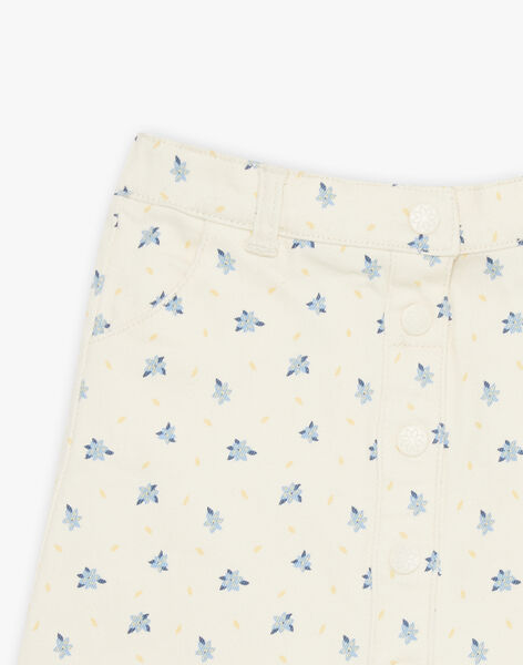 Jupe en jean vanille à fleurs FAJUPETTE / 23E2PF81JUP632